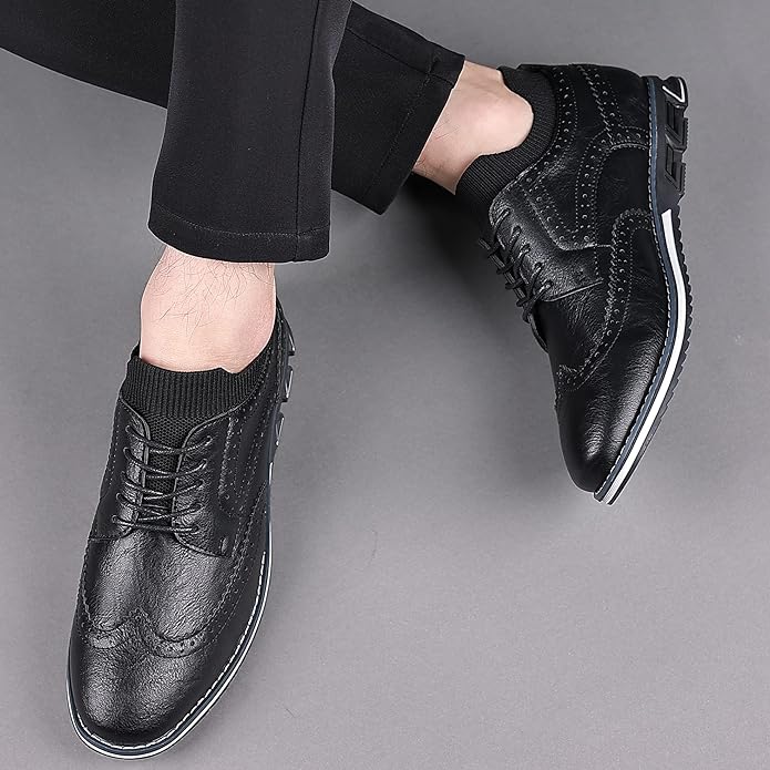 Szewska Sztuka - Oxford Classic – Eleganckie buty skórzane ortopedyczne męskie – czarne