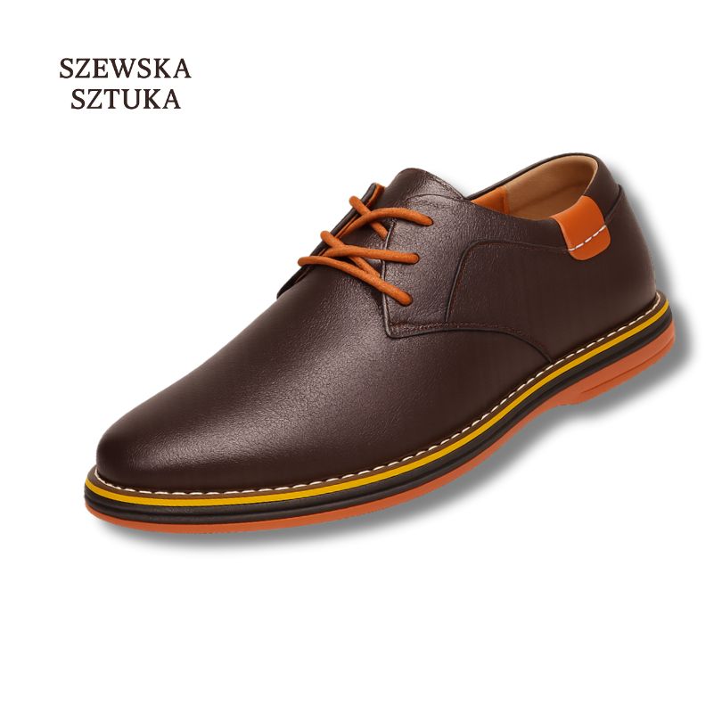 Szewska Sztuka - Piqûre – Eleganckie buty skórzane ortopedyczne – brązowe