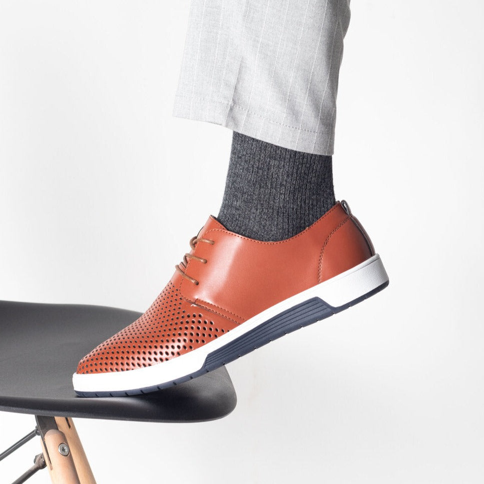 Szewska Sztuka - Respirer – Skórzane buty ortopedyczne męskie eleganckie – brązowe