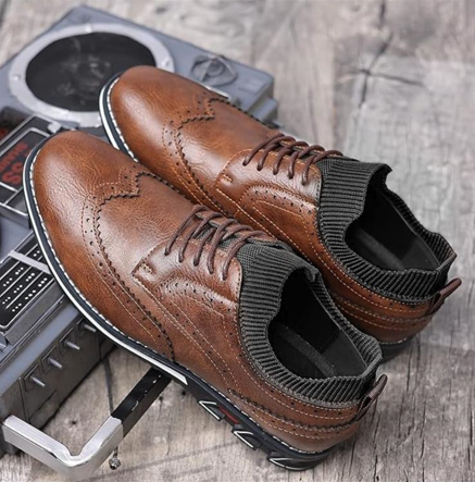Szewska Sztuka - Oxford Classic – Eleganckie buty skórzane ortopedyczne męskie – brązowe