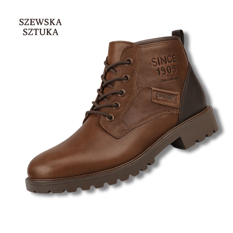 Szewska Sztuka - Old Town – Skórzane buty ortopedyczne męskie eleganckie –brązowe