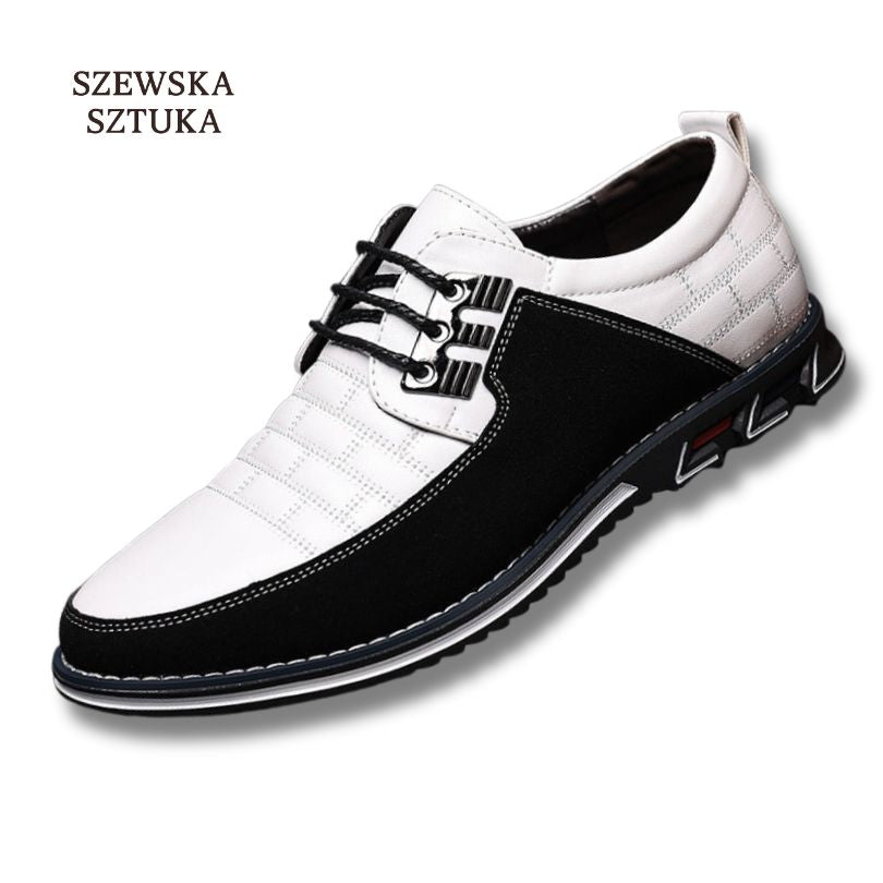 Szewska Sztuka - Oxford Derby – Skórzane buty ortopedyczne męskie eleganckie – białe