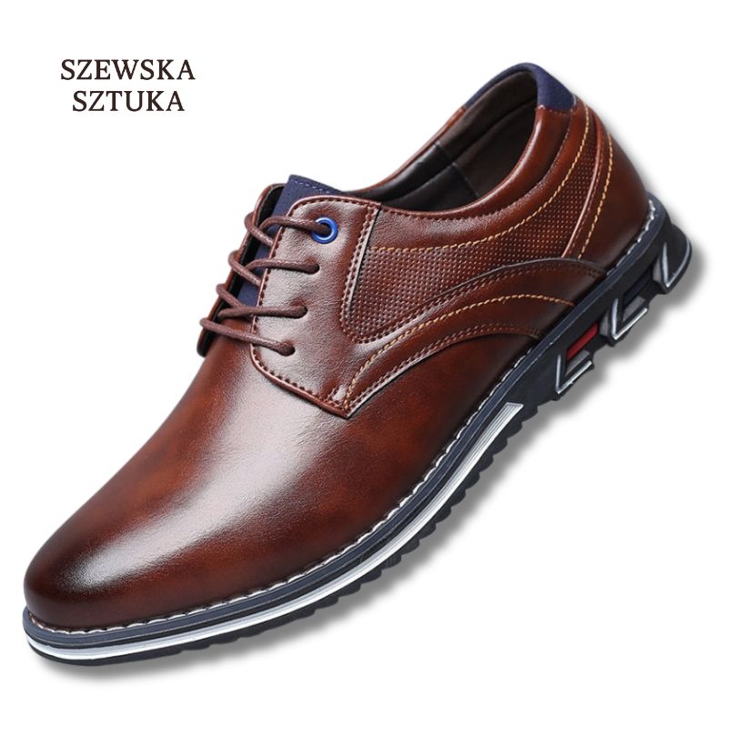 Szewska Sztuka - Lisse – Skórzane buty ortopedyczne męskie eleganckie – brązowe