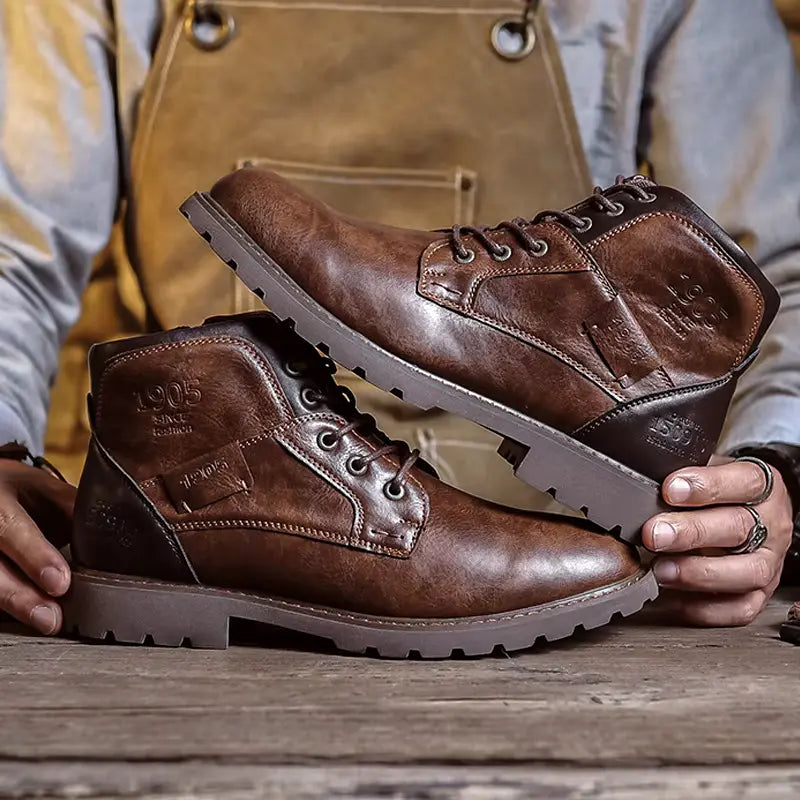 Szewska Sztuka - Old Town – Skórzane buty ortopedyczne męskie eleganckie –brązowe