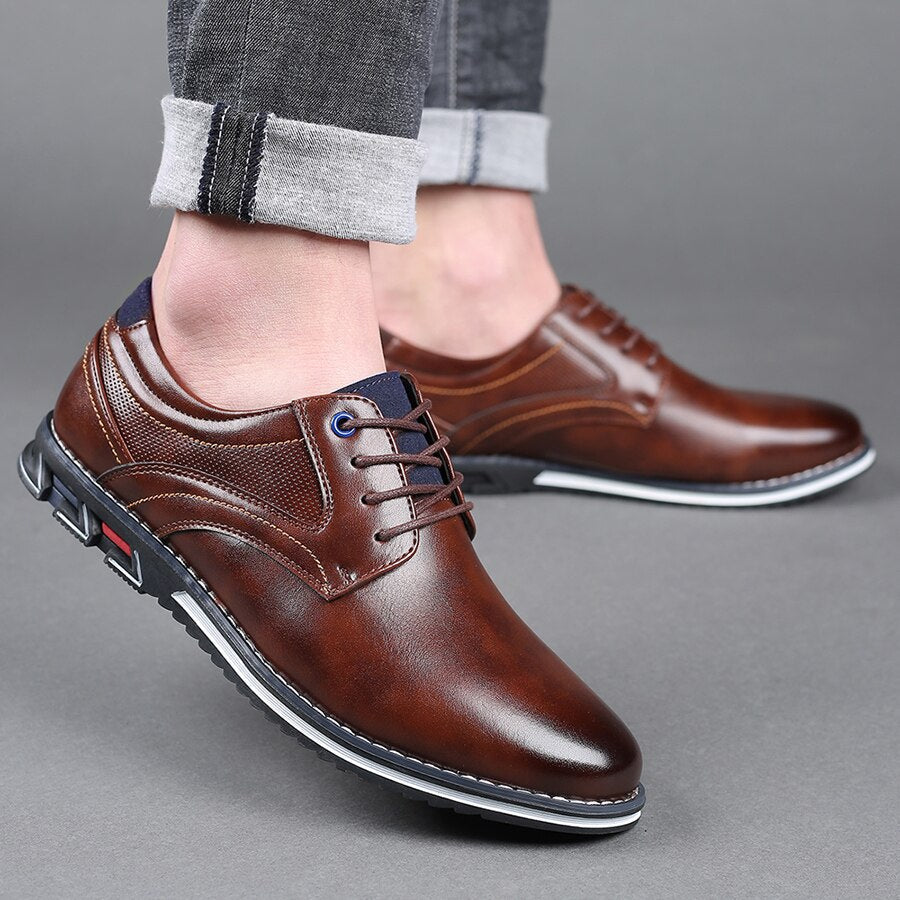 Szewska Sztuka - Lisse – Skórzane buty ortopedyczne męskie eleganckie – brązowe