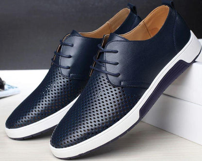 Szewska Sztuka - Respirer – Skórzane buty ortopedyczne męskie eleganckie – niebieskie