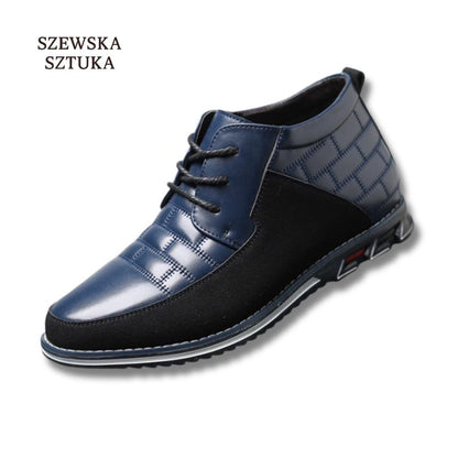 Szewska Sztuka - Oxford Derby – Skórzane buty ortopedyczne męskie eleganckie – niebieskie