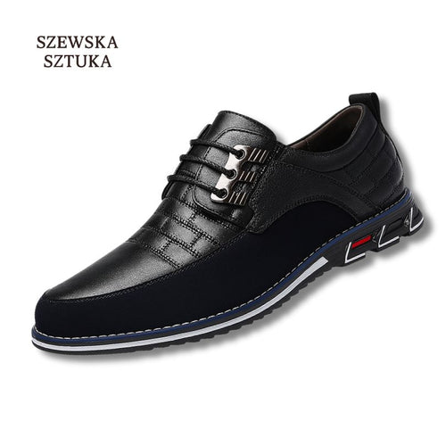 Szewska Sztuka - Oxford Derby – Męskie buty skórzane ortopedyczne eleganckie – czarne