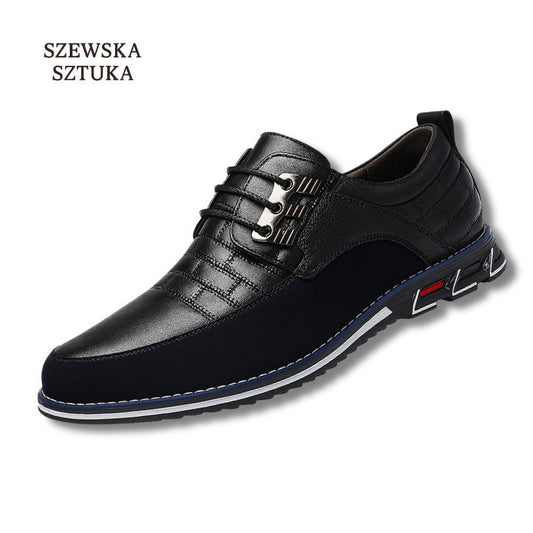 Szewska Sztuka - Oxford Derby – Męskie buty skórzane ortopedyczne eleganckie – czarne