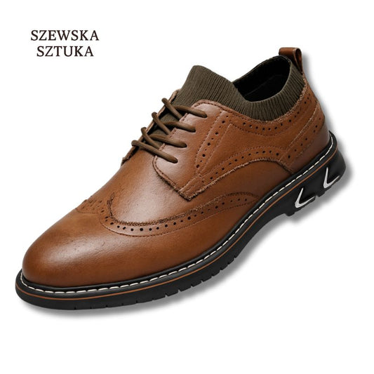 Szewska Sztuka - Oxford Classic – Eleganckie buty skórzane ortopedyczne męskie – brązowe