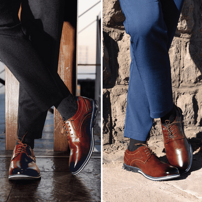 Szewska Sztuka - Lisse – Skórzane buty ortopedyczne męskie eleganckie – brązowe