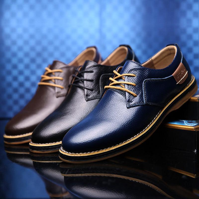 Szewska Sztuka - Piqûre – Eleganckie buty skórzane ortopedyczne – niebieskie