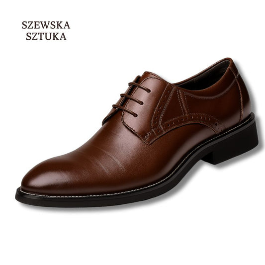 Szewska Sztuka - Wingtip – Eleganckie buty skórzane męskie – brązowe
