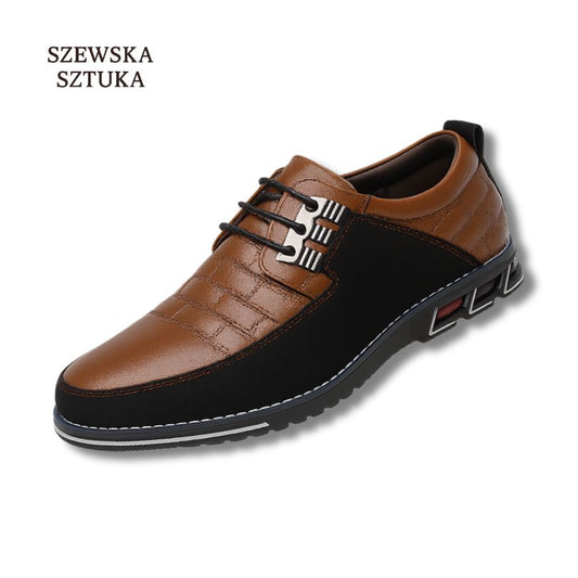 Szewska Sztuka - Oxford Derby – Męskie buty skórzane ortopedyczne eleganckie – brązowe