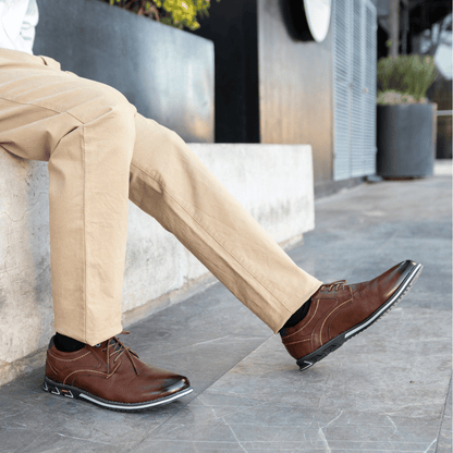 Szewska Sztuka - Lisse – Skórzane buty ortopedyczne męskie eleganckie – brązowe