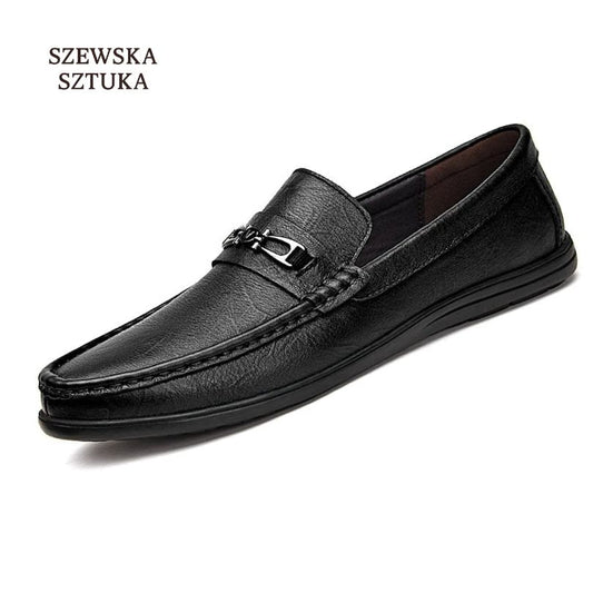 Szewska Sztuka - Bellezza – Skórzane buty ortopedyczne męskie mokasyny – czarne