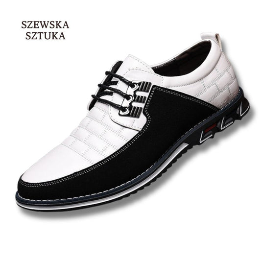 Szewska Sztuka - Oxford Derby – Skórzane buty ortopedyczne męskie eleganckie – białe