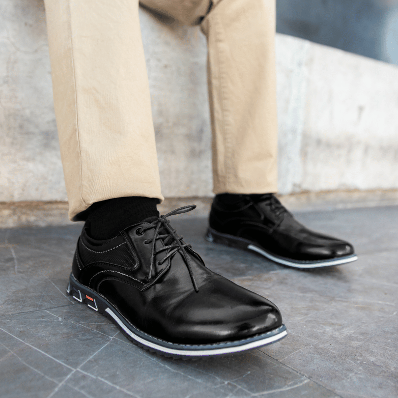 Szewska Sztuka - Lisse – Skórzane buty ortopedyczne męskie eleganckie – czarne